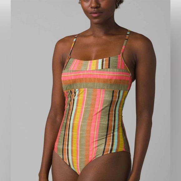 prAna Lurisia Size M colorful Adjustable Tie-Back One Piece Swimsuit Swim Cacti - Picture 2 of 9